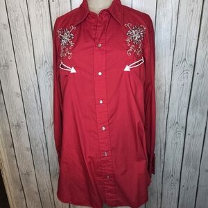 Vintage H Bar C California Ranchwear Embroidered Western Shirt Size L